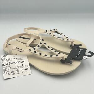 NWOB Ipanema Class Rockstar Fem Sandals Beige/Black Women's Size 8